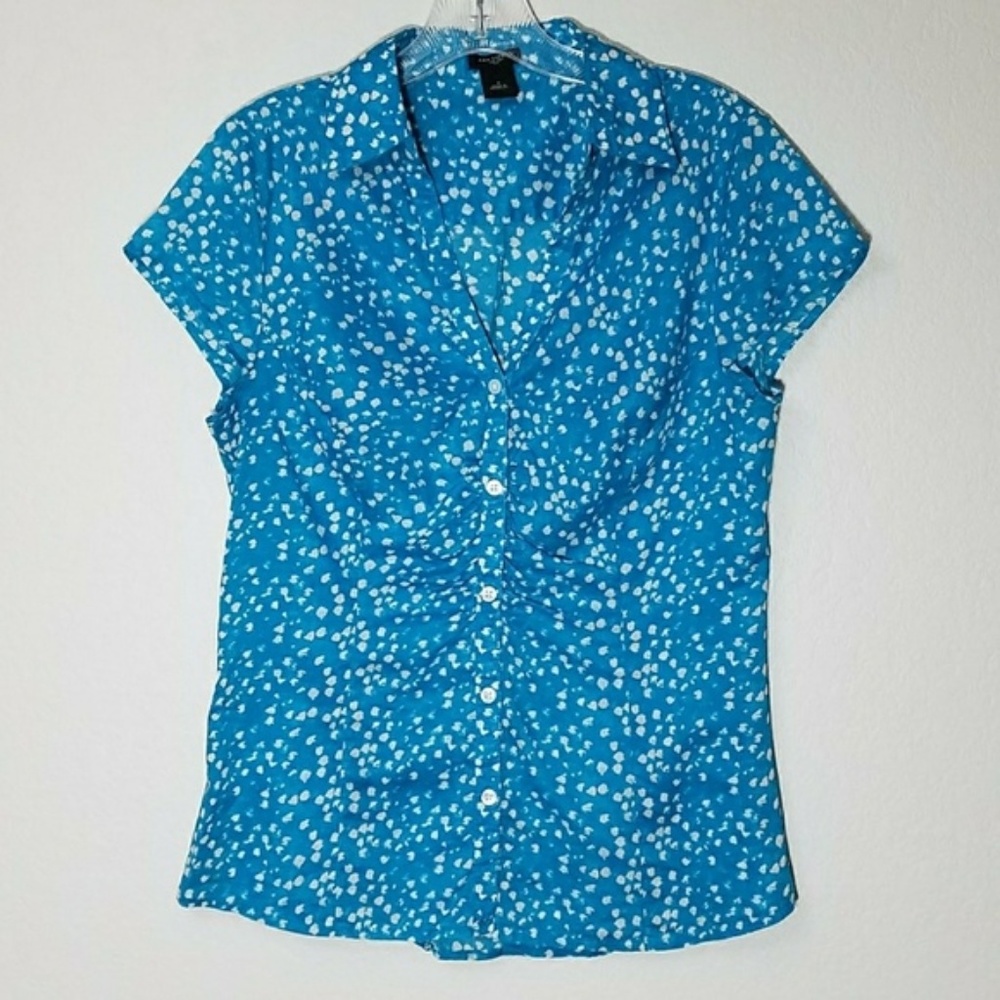 Ann Taylor Ruched V Neck Blouse